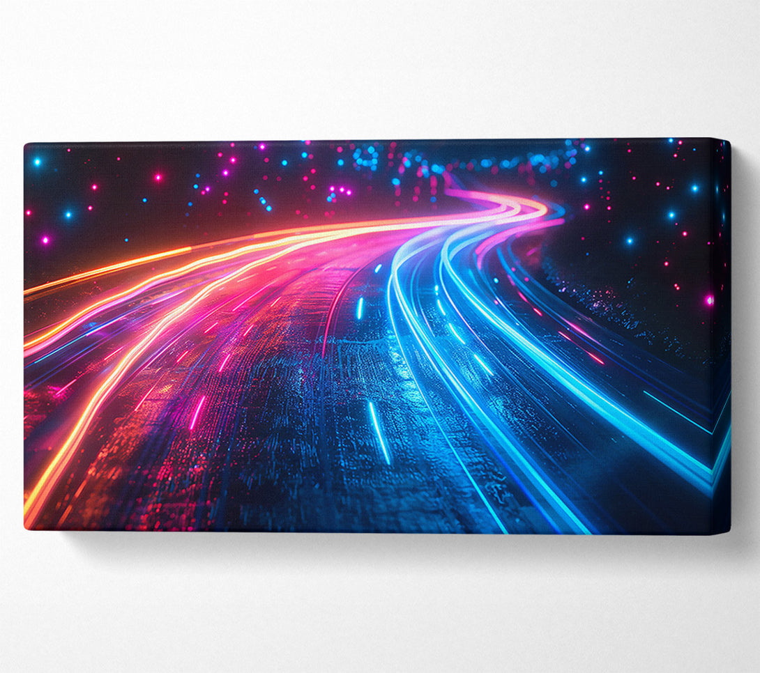  A Canvas Print of Blue Neon Highway Canvas Wall Art