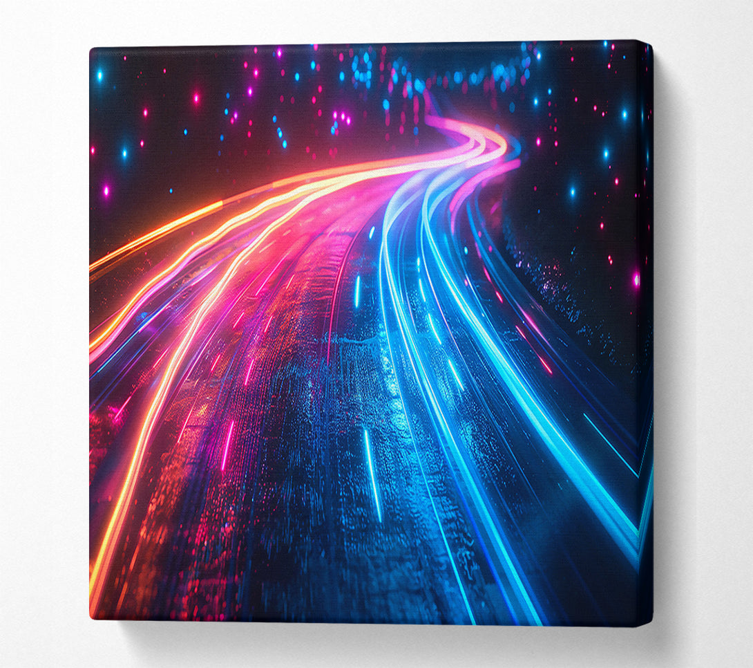  A Canvas Print of Blue Neon Highway Canvas Wall Art