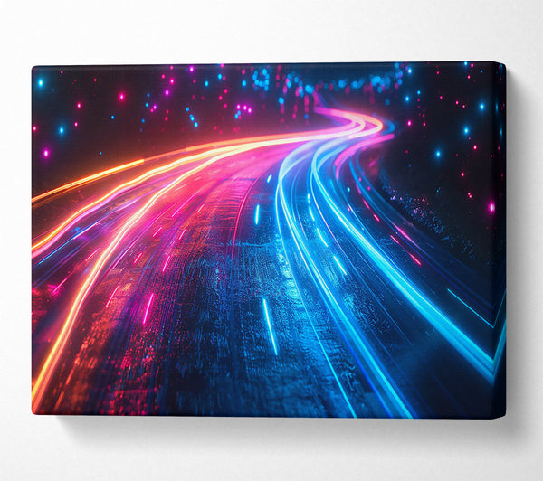  A Canvas Print of Blue Neon Highway Canvas Wall Art