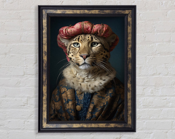 Leopard Hat Renaissance Framed Print
