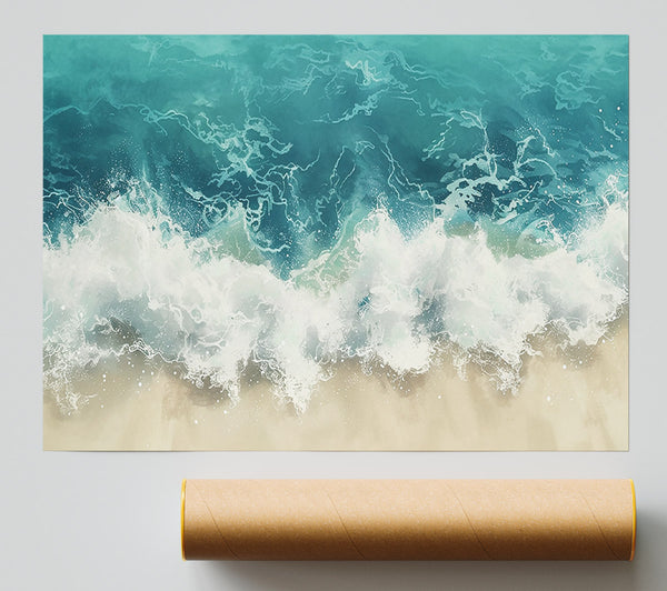 Aqua Ocean Waves Giclee Print