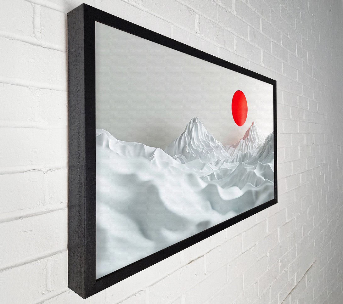  A Canvas Print of Red Sun Over White Peaks Canvas Print