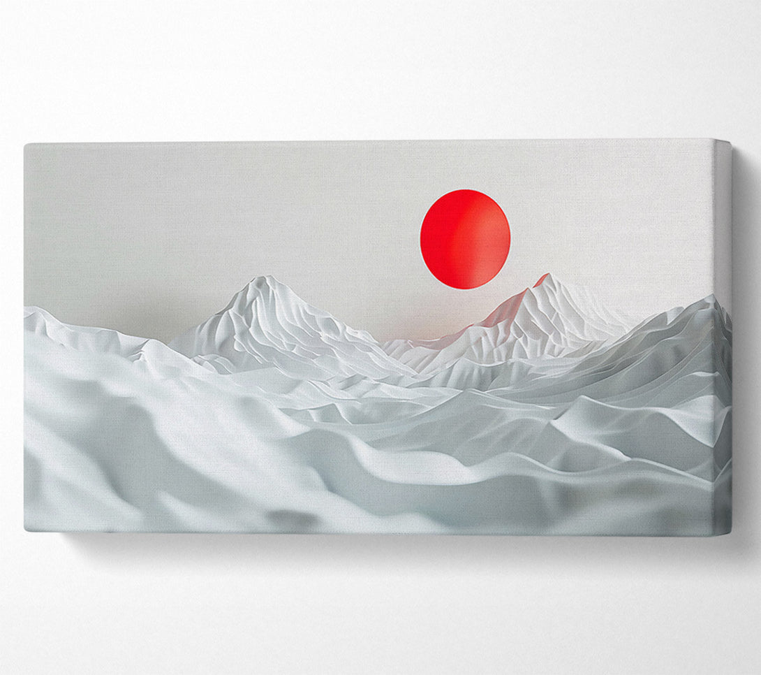  A Canvas Print of Red Sun Over White Peaks Canvas Print