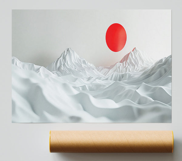 Red Sun Over White Peaks Giclee Print