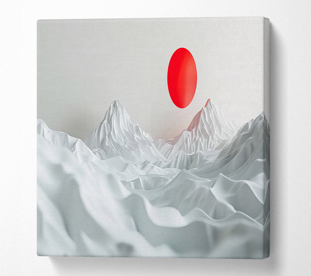  A Canvas Print of Red Sun Over White Peaks Canvas Print