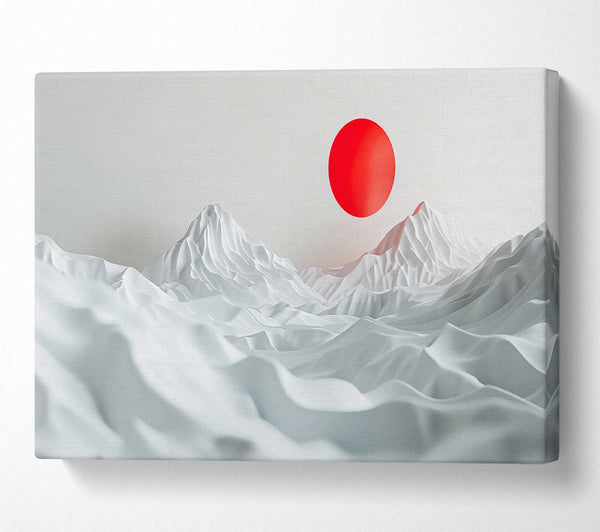  A Canvas Print of Red Sun Over White Peaks Canvas Print