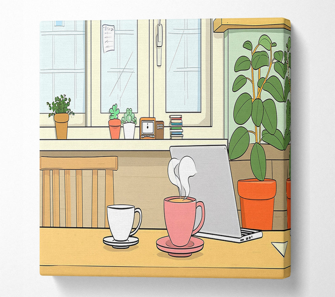  A Canvas Print of Pink Steam And Coffee Canvas Wall Art