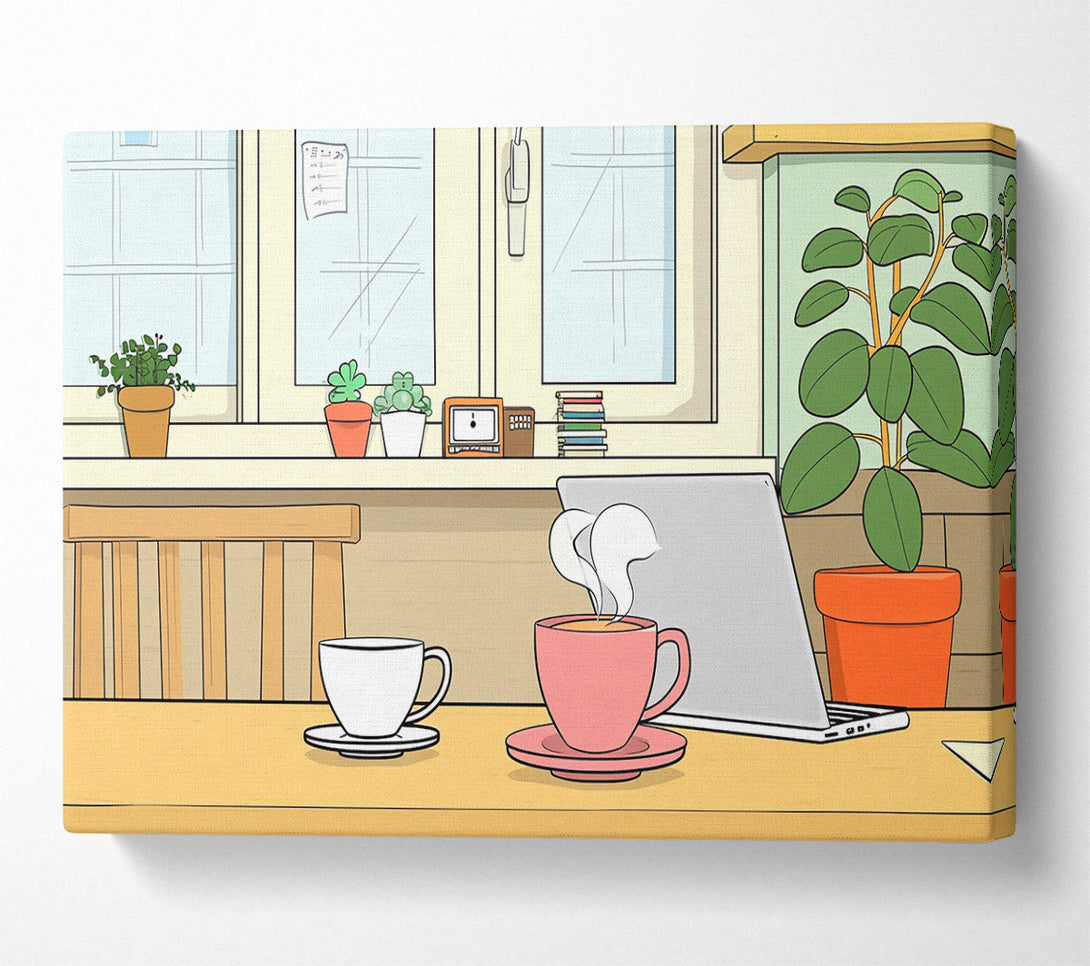  A Canvas Print of Pink Steam And Coffee Canvas Wall Art