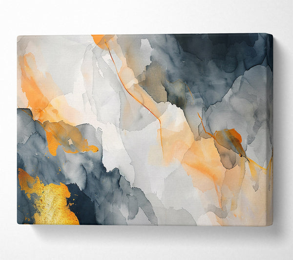  A Canvas Print of Golden Gray Abstract Canvas Print