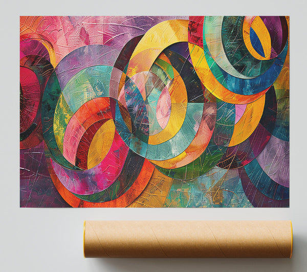 Golden Intertwined Circles Print
