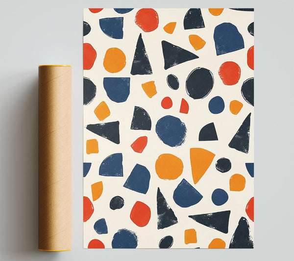 Navy Blue Abstract Shapes Poster