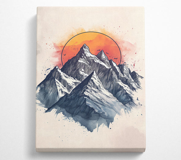  A Canvas Print of Orange Sky Peaks Canvas Print