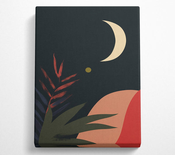  A Canvas Print of Crimson Moonlit Palms Canvas Art