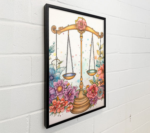 Libra Scales With Flowers