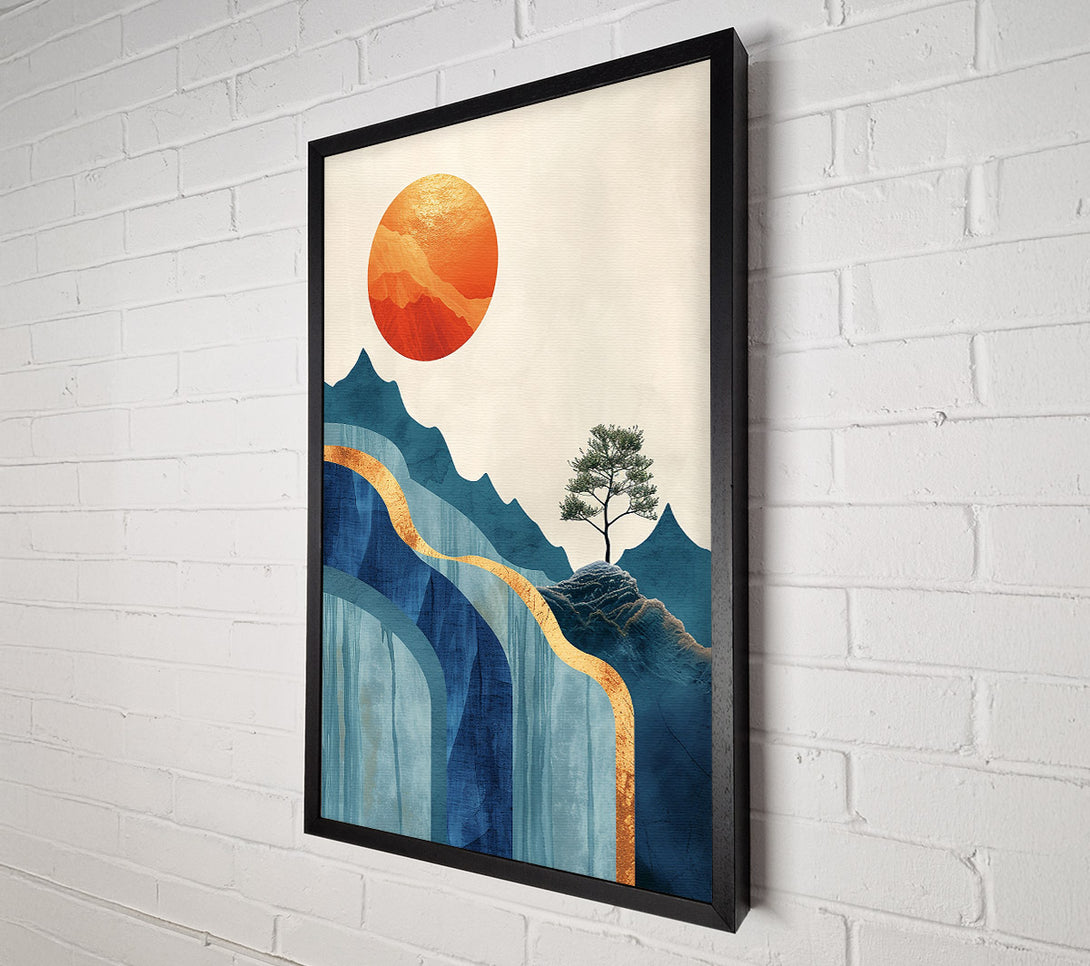  A Canvas Print of Golden Blue Sunset Mountains Canvas Art