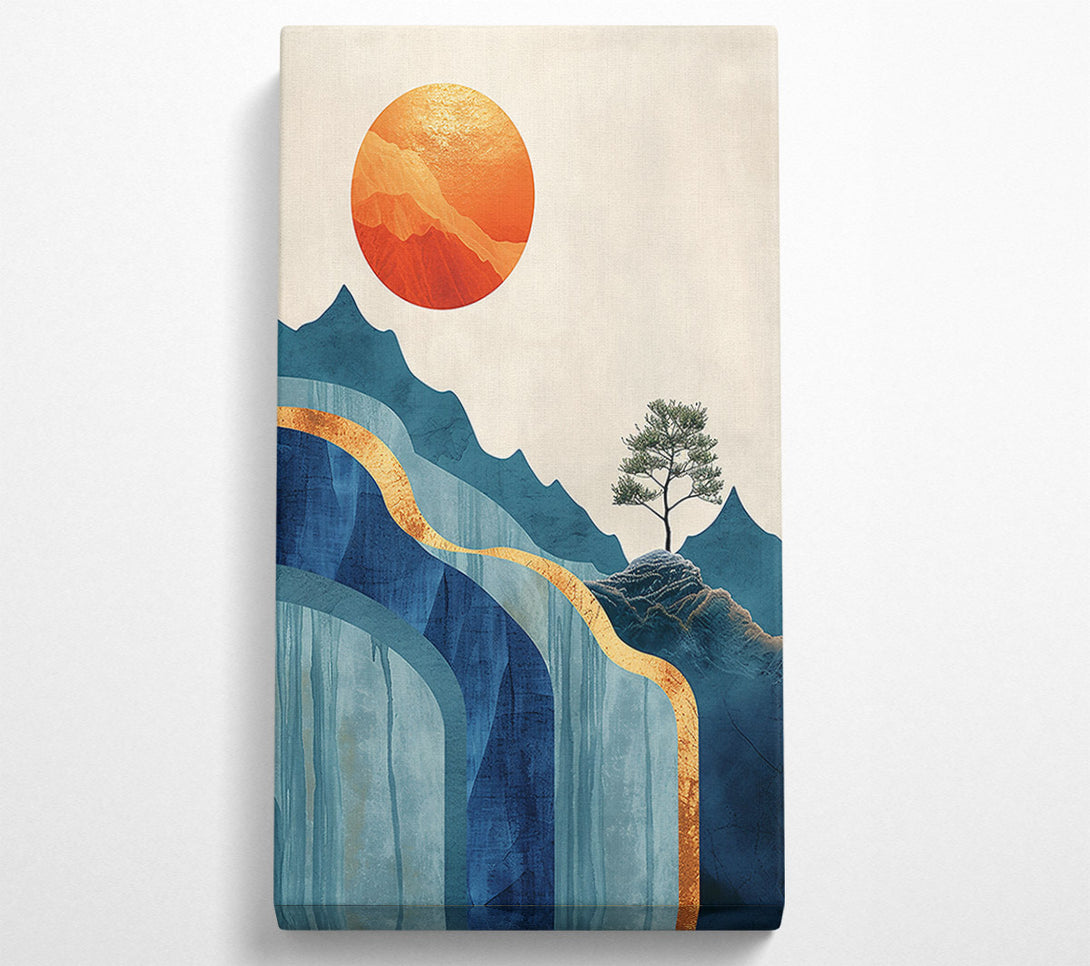  A Canvas Print of Golden Blue Sunset Mountains Canvas Art