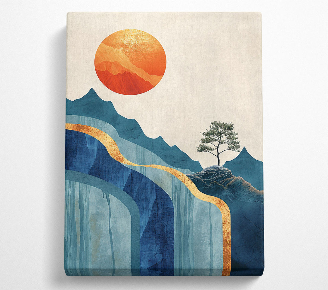  A Canvas Print of Golden Blue Sunset Mountains Canvas Art