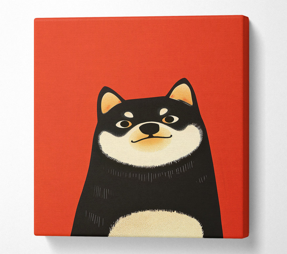  A Canvas Print of Red And Black Shiba Inu Canvas Wall Art