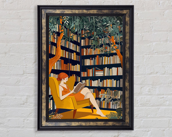 Library Girl Framed Print