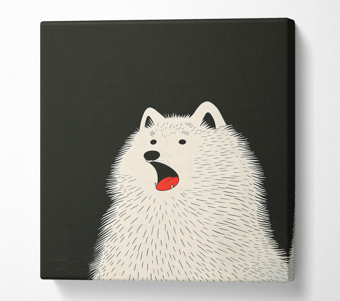  A Canvas Print of Red Tongue White Fur Canvas Wall Art