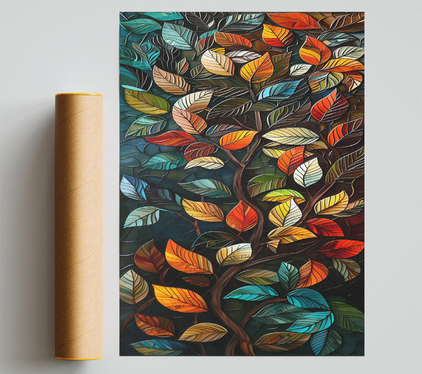 Teal Leafy Tapestry Giclee Print