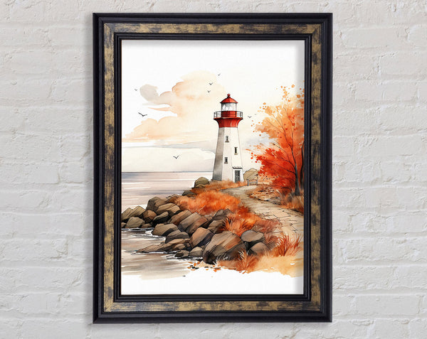 Lighthous Watercolour Framed Print