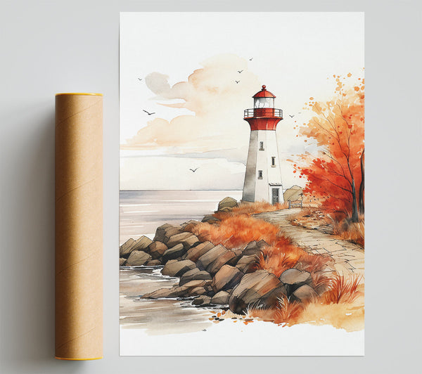 Lighthous Watercolour Poster