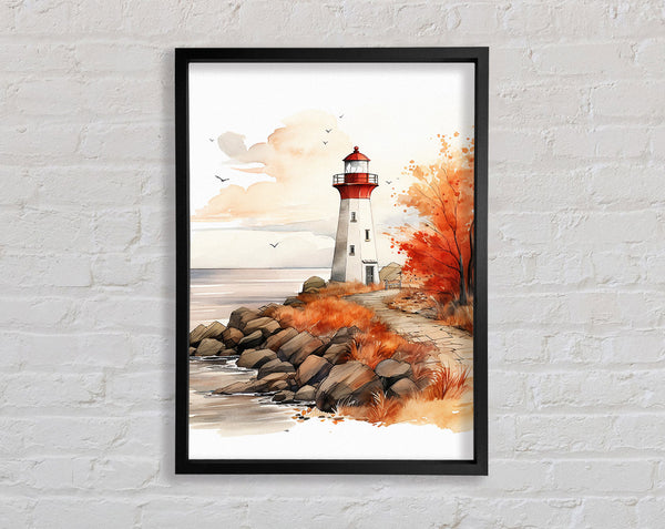 Lighthous Watercolour Framed Print