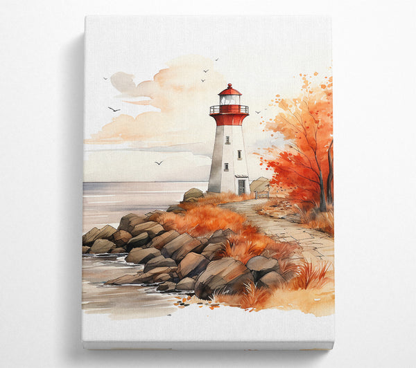  A Canvas Print of Lighthous Watercolour Canvas Wall Art