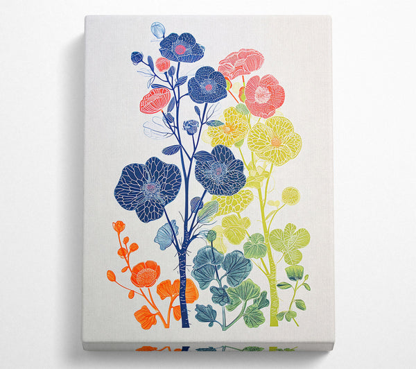  A Canvas Print of Blue Floral Tapestry Canvas Wall Art
