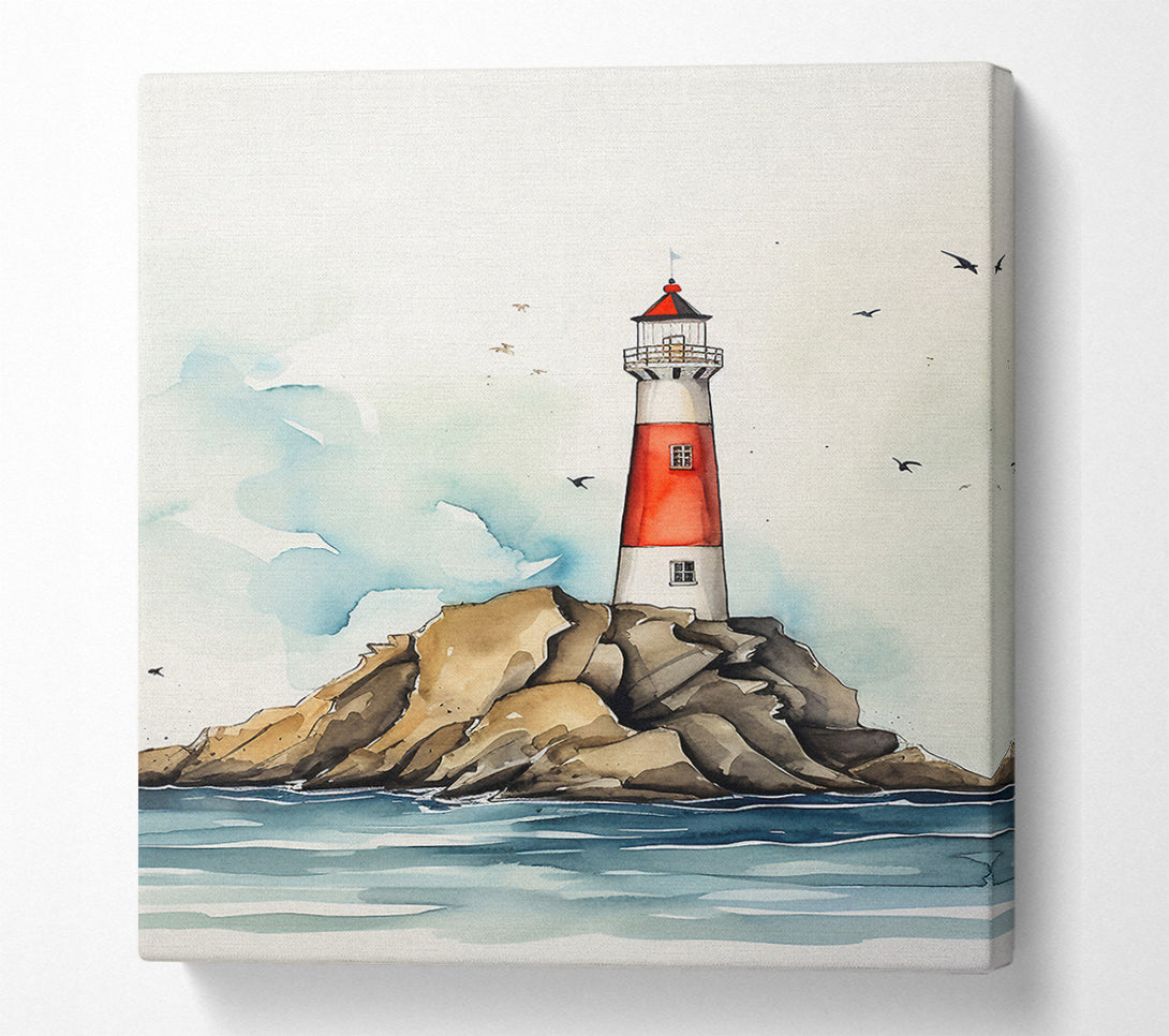 A Canvas Print of Lighthouse At Sea Canvas Print