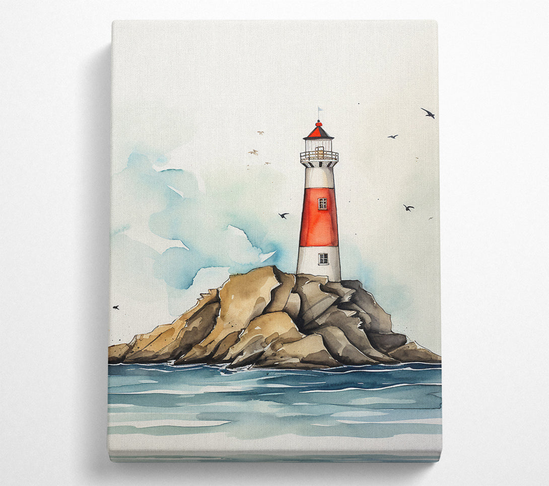  A Canvas Print of Lighthouse At Sea Canvas Print