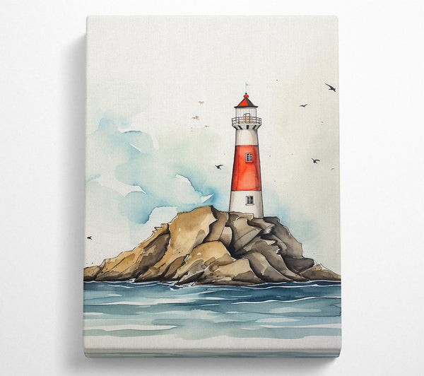  A Canvas Print of Lighthouse At Sea Canvas Print