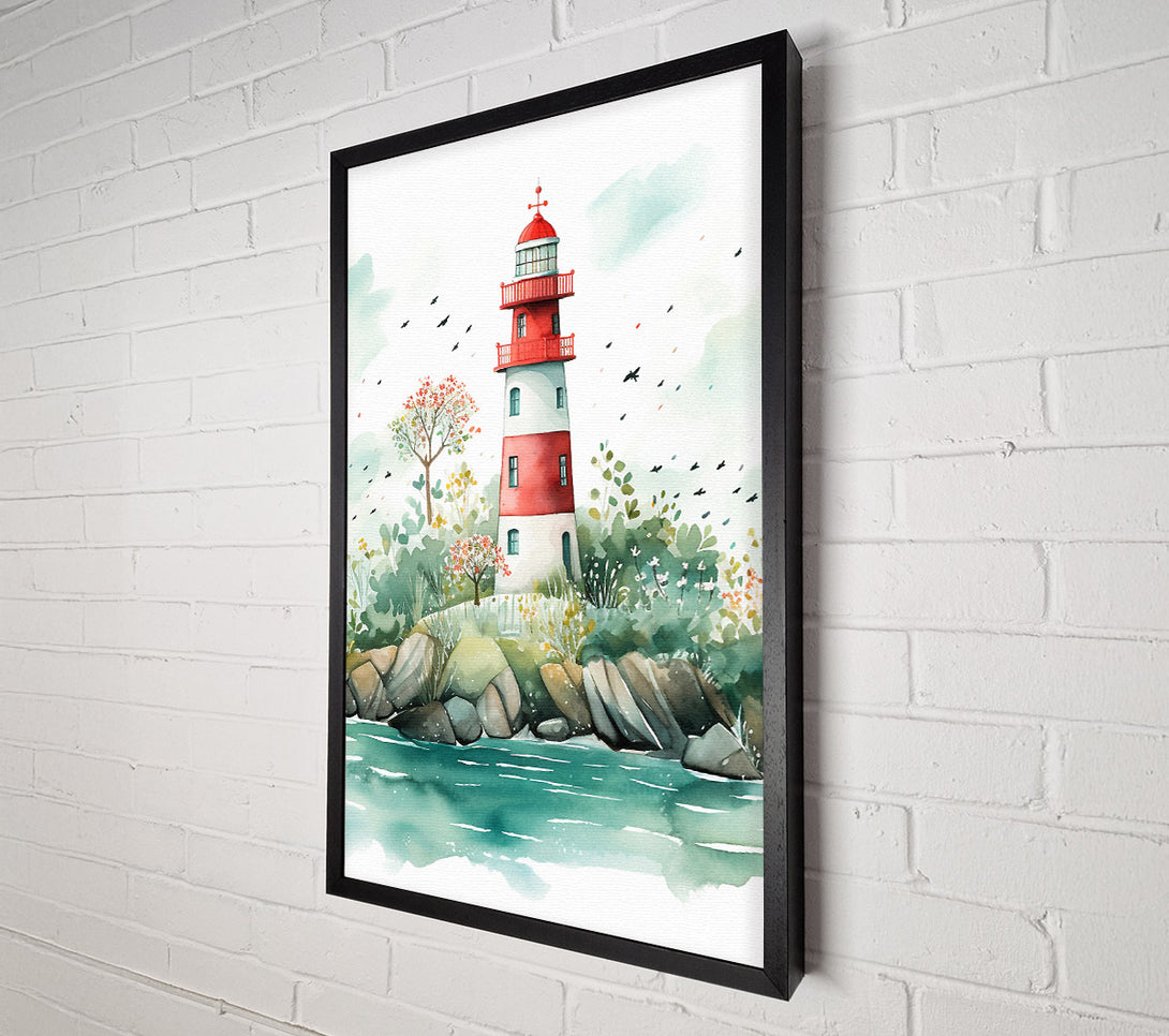  A Canvas Print of Lighthouse Watercolour Canvas Art