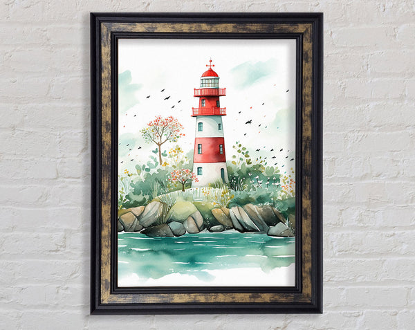 Lighthouse Watercolour Framed Print