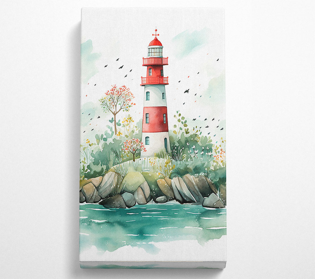  A Canvas Print of Lighthouse Watercolour Canvas Art