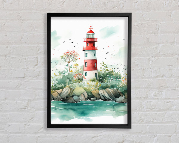 Lighthouse Watercolour Framed Print