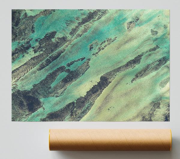 Emerald Veined Abstract Print