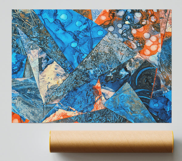 Azure Geometric Splattering Giclee Print