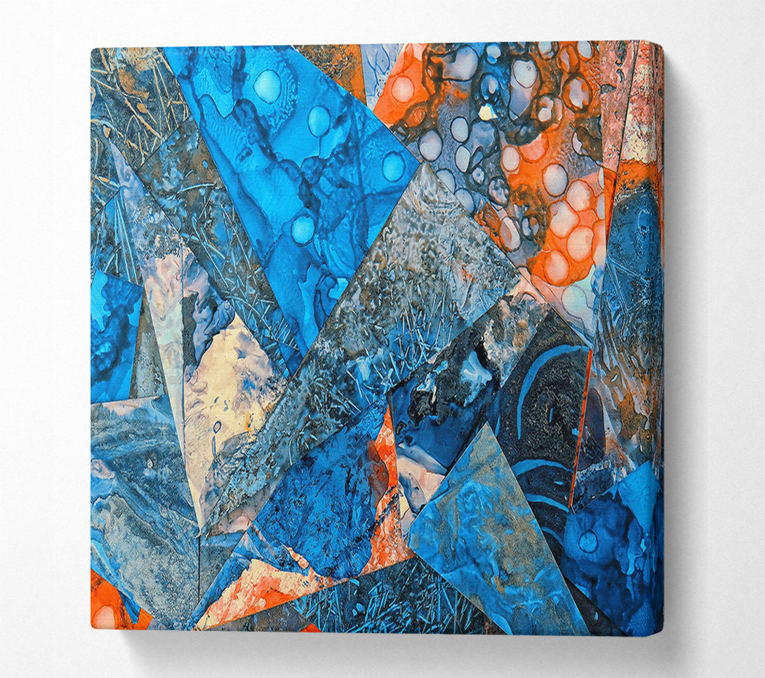  A Canvas Print of Azure Geometric Splattering Canvas Art
