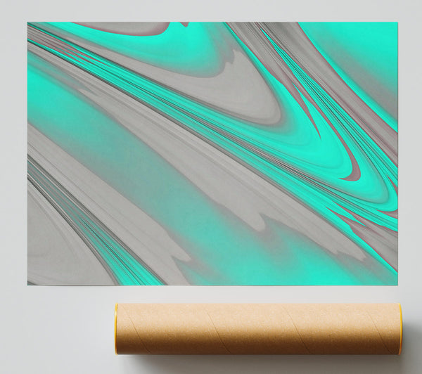 Aqua Flow Lines Giclee Print