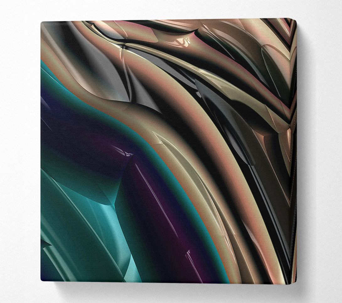  A Canvas Print of Teal Metallic Waves Canvas Wall Art
