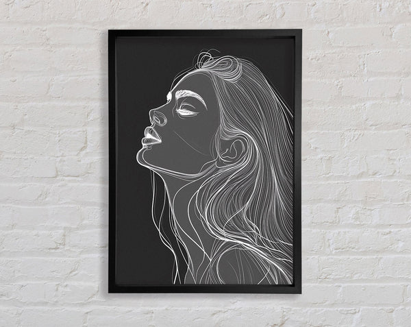 Lines In Grey Woman Framed Print