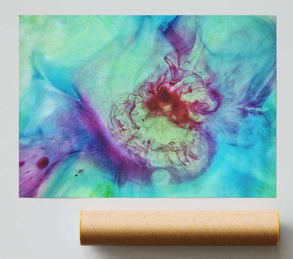 Teal Ink Bloom Print