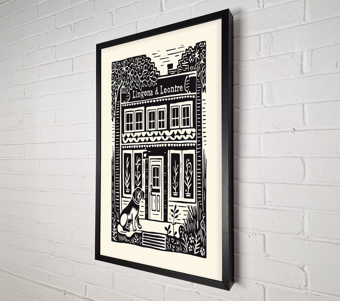  A Canvas Print of Lino Print Cafe Canvas Print