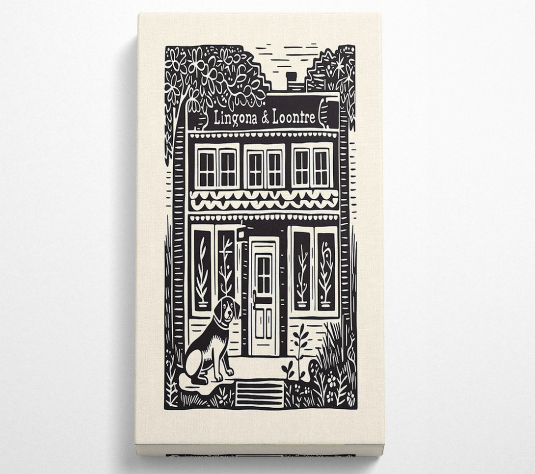  A Canvas Print of Lino Print Cafe Canvas Print