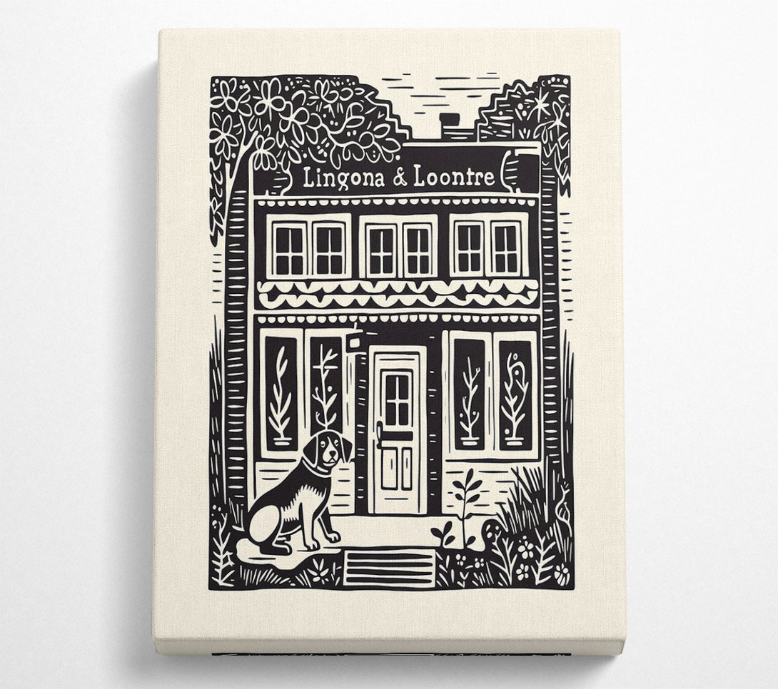  A Canvas Print of Lino Print Cafe Canvas Print