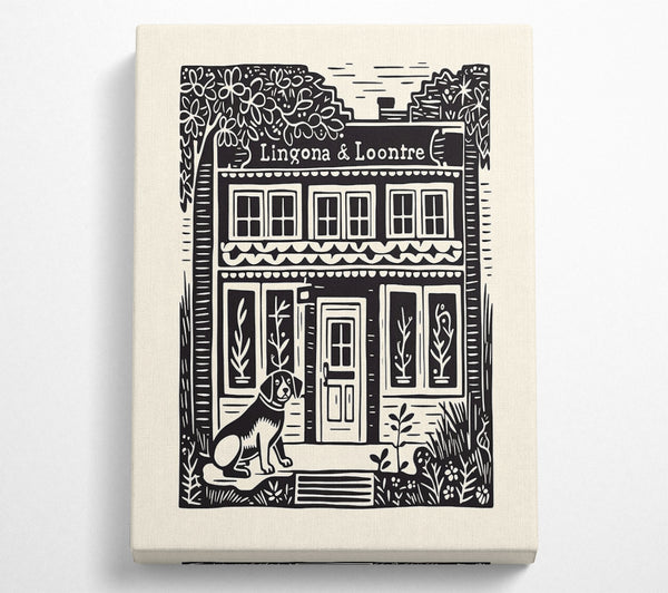  A Canvas Print of Lino Print Cafe Canvas Print