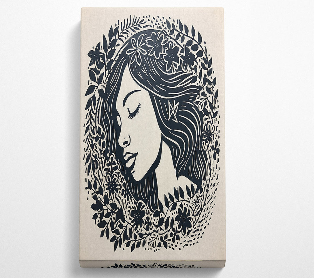  A Canvas Print of Lino Print Woman Canvas Wall Art