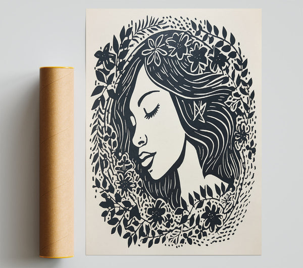 Lino Print Woman Giclee Print